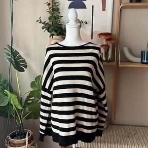 100% cashmere Kooples black and white cozy oversized striped sweater